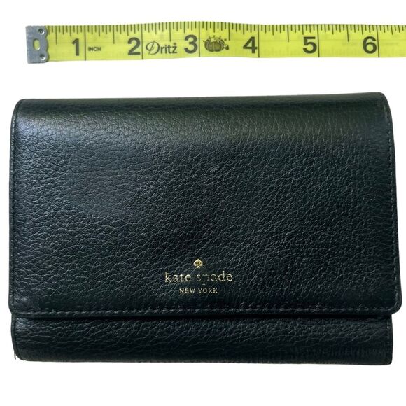 Black Pebbled Leather Large trifold Kate Spade Wallet - Picture 16 of 16